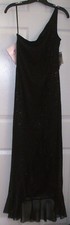 NWT Prom Size 7 JESSICA MCCLINTOCK Gunne Sax Glitter Black One Shoulder 119