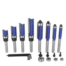 19Pcs Flush Trim Router Bit Bearing Straight Bit - 1/4'' Shank Set