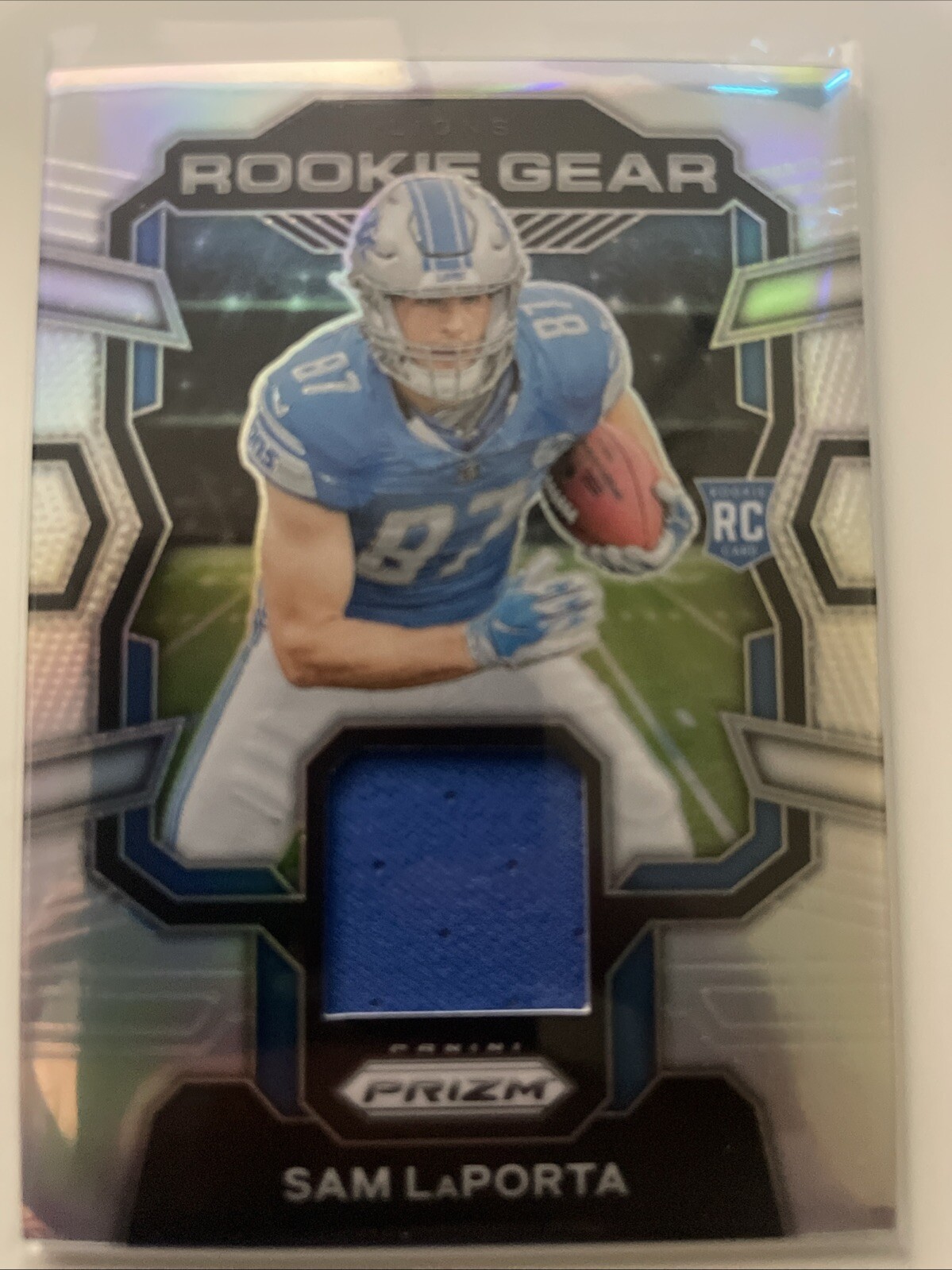 2023 Panini Prizm Football Sam Laporta Silver Prizm Rookie Gear Patch #RG-SL💥🦁