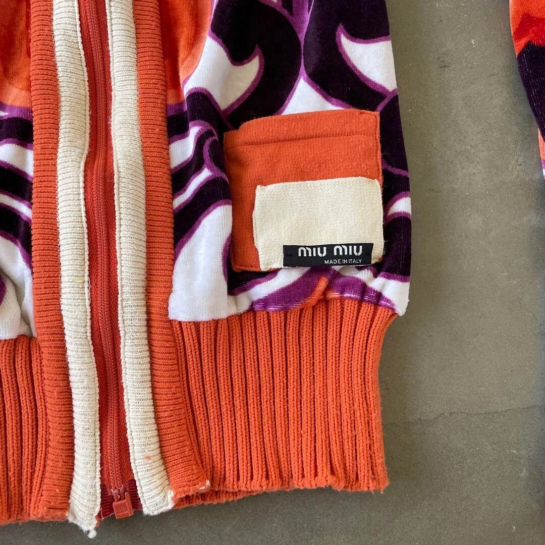 MIU MIU SS2005 Giacca da pista scarpe da ginnastica con cerniera arancione usata