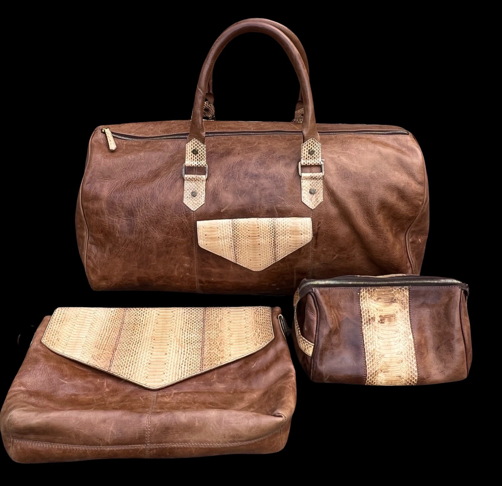 ADRIANA CASTRO PYTHON SNAKESKIN LEATHER DUFFLE BA… - image 1