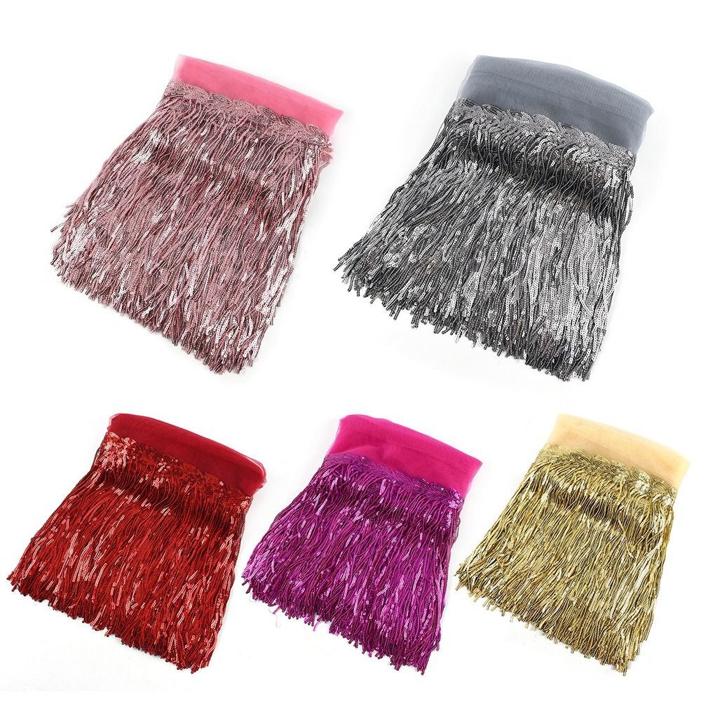 Clothing Performance Decoration Material Sequin Tassel Lace 20cm DIY Handmade - Picture 3 of 14