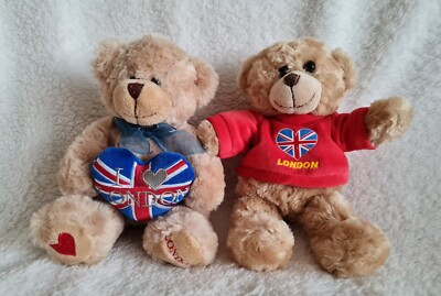 I Love London Teddybären 1 x Markenlos & 1 x Kielspielzeug Nagelneu ohne Etikett