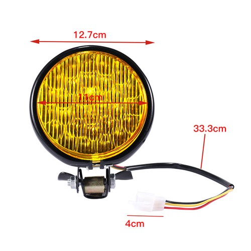 12V Retro Motorcycle High/Low Beam Headlight HeadLamp For Harley Touring Bobber - Picture 2 of 6