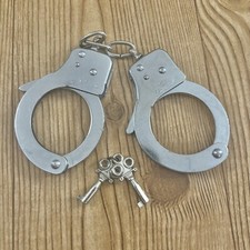 Vintage Chrome Imperial Handcuffs W/ Keys Die Cast Metal Play Costume Cosplay