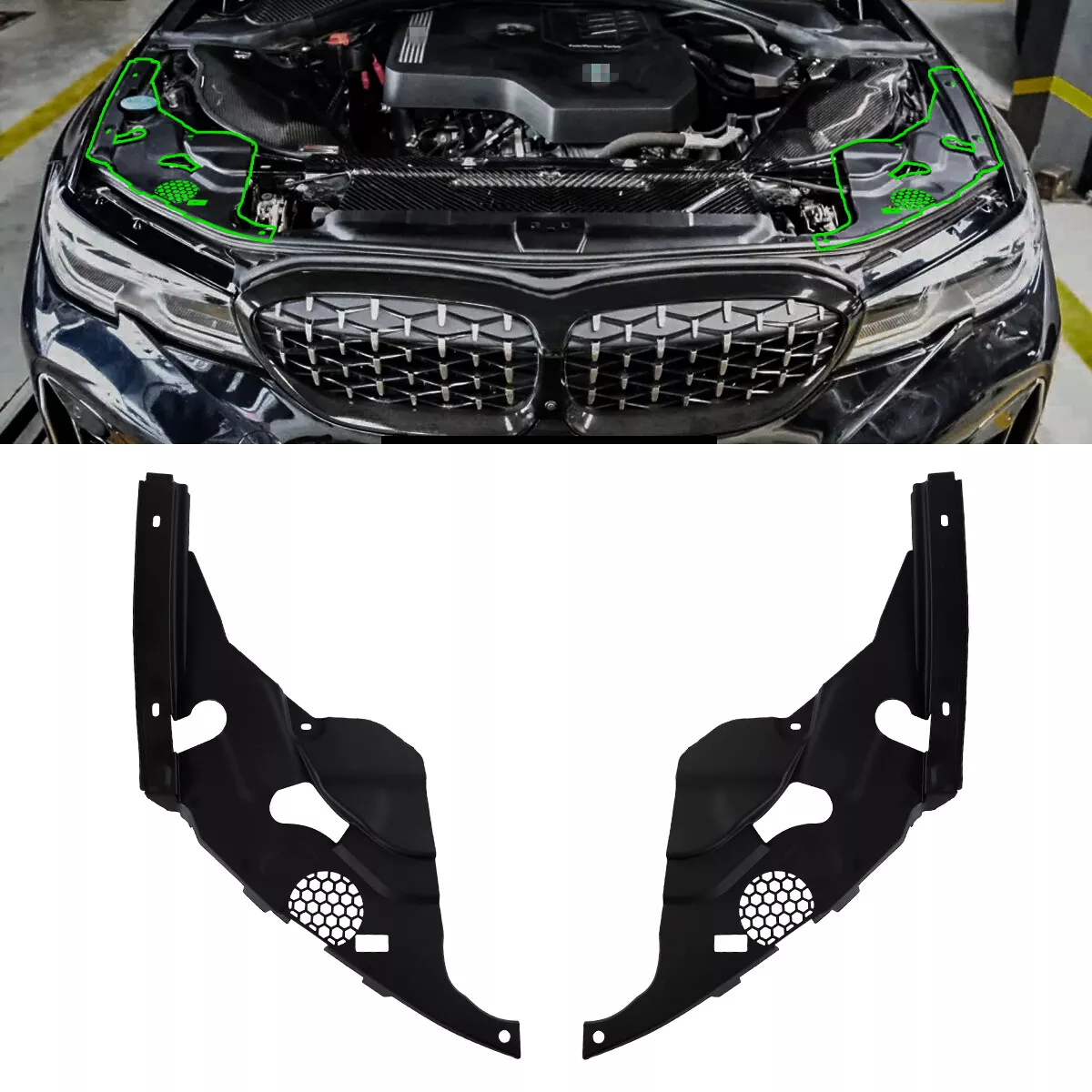 A Pair Panel For 2019-2022 BMW 3 Series G20 G28 Engine Bay Side Covers  Panels