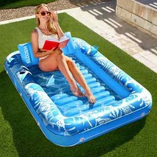 Sloosh Inflatable Tanning Pool Lounger Float for Adults, 70" x 46" Large Suntan