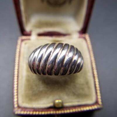 FAS Volume Diagonal Stripe Line Cut Simple 925 Vintage Silver Ring 