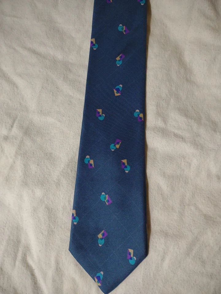 Alexander Julian Colours Blue Geometric Pattern Tie – Men’s Designer Neckwear - Image 4 of 4