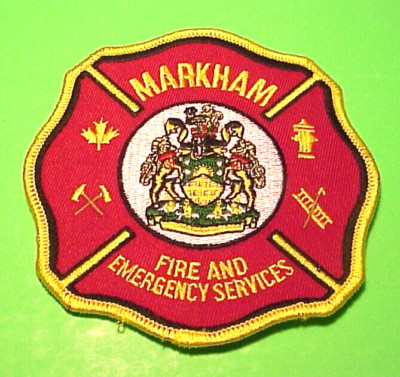 MARKHAM  ONTARIO  CANADA  ( GOLD BORDER )  4''  FIRE DEPT. PATCH
