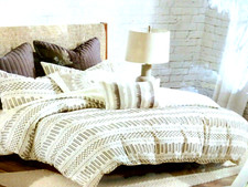 INK  IVY FULL/QUEEN 100 COTTON DUVET COVER SET GRAY / IVORY 88 X 92" NEW