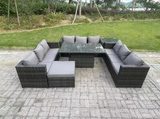 Fimous Rattan Garden Furniture Sofa Sets Outdoor Rising Lifting Dining Table Set
