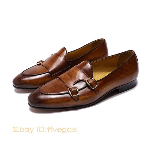 Hebilla Hombres Vestido Formal Noche Fiesta Cuero Real Negocios Zapatos Sin Cordones Informales - Imagen 13 de 26