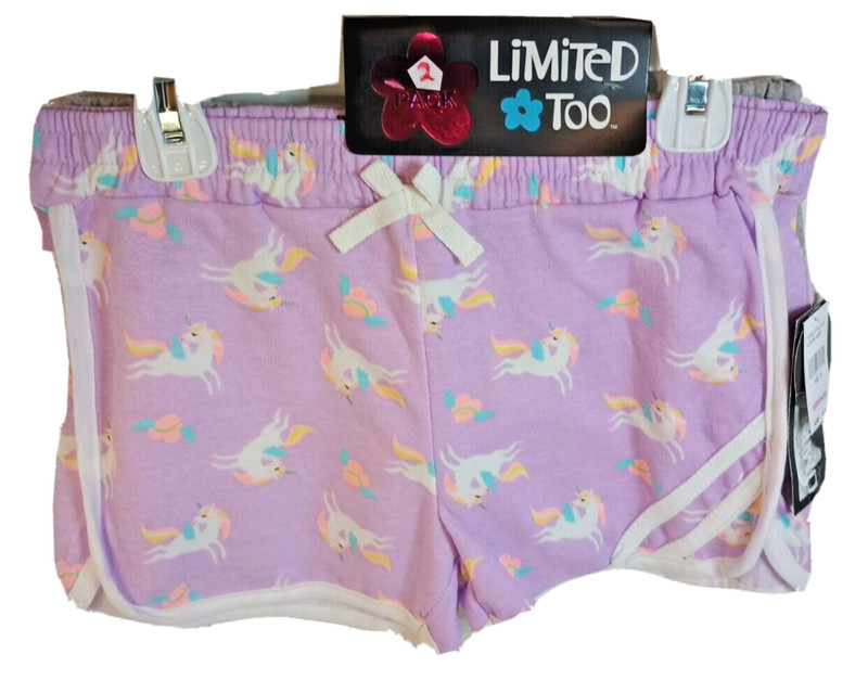 Limited Too 2 Pairs of Girls Shorts Size 10 Unicorn & Solid New