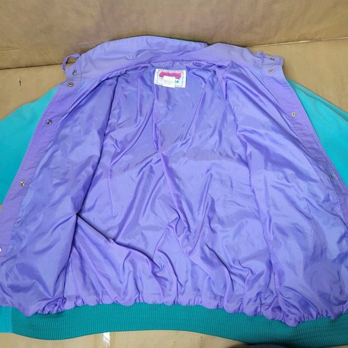 Innovations by Izzi Vintage 1980s Retro Jacket Size Medium Teal Purple Blue - Picture 8 of 10