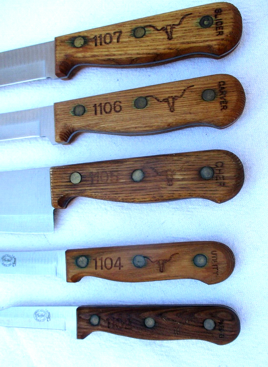 VINTAGE CARVEL GREAT BLADES JAPAN WOOD HANDLE 5 Pc KITCHEN KNIFE