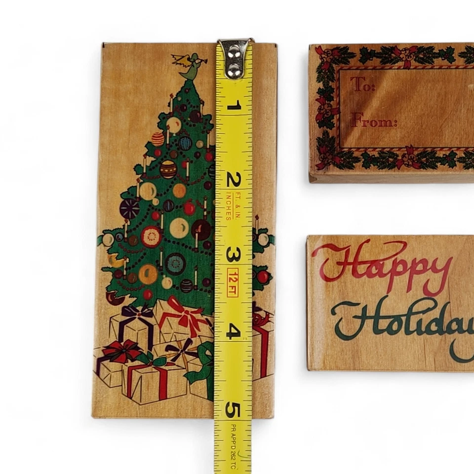 Lote de 10 estampillas de goma navideñas de madera Navidad Pascua San Valentín otoño cumpleaños Foto 4 de 4