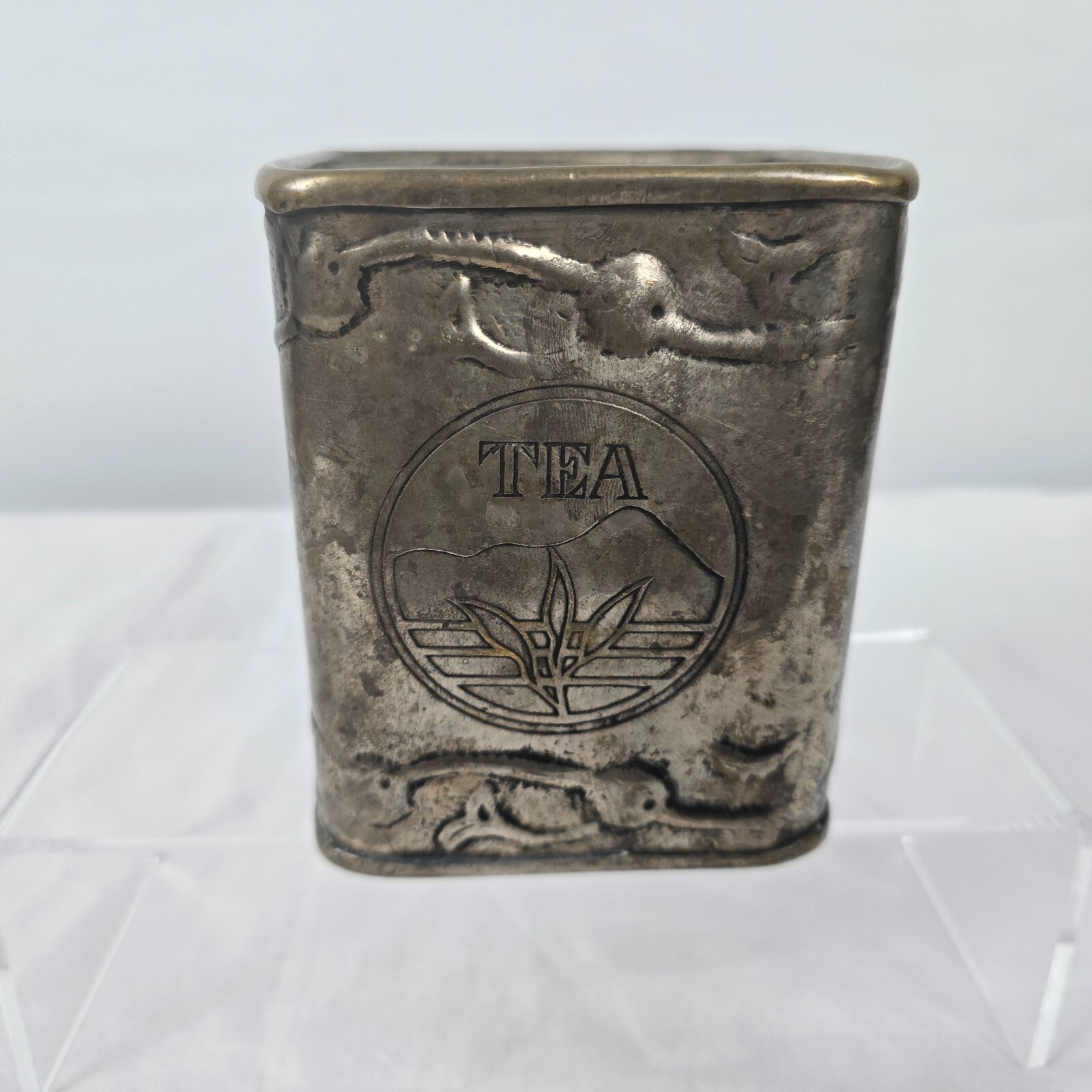 Vintage Tin Tea Canister Made in India 3.75" x 3.75" x 4.5" Decorative
