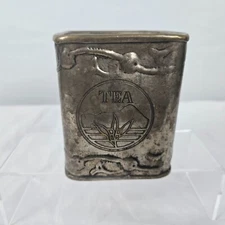Vintage Tin Tea Canister Made in India 3.75" x 3.75" x 4.5" Decorative