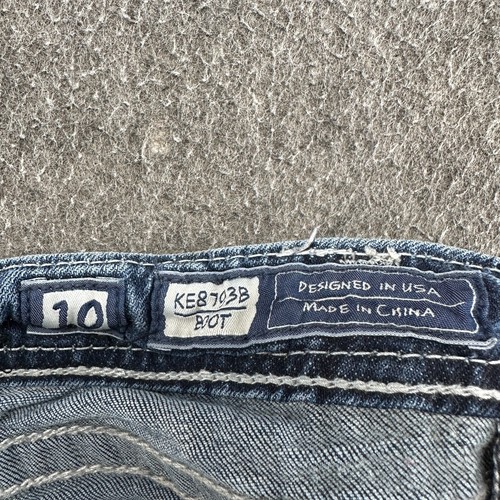 Miss Me Jeans Girls 10 Blue Bootcut Stretch Medium Wash Cowgirl Thick Stitch - Picture 13 of 17