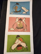 Set of 3 Japanese Art Woodblock Prints Attrib. Clifton Karhu, Ukiyo-E, Bijin-Ga