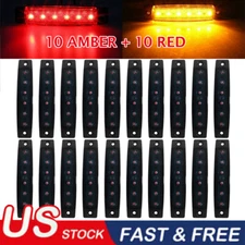 20x 3.8" Smoked Amber/Red Side Marker Clearance Lights 6 LED for Truck Trailer