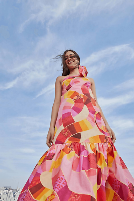 strapless open back dress Farm Rio maxi dress one shoulder multicolour – Marjon Snieders