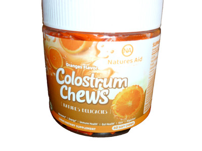 Natures Aid Colostrum Chews Oranges Flavor 60 Soft Chews Dietary Supplement