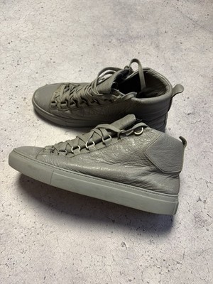 Balenciaga Arena High Gray Leather Sneakers Size 39 Made in Italy