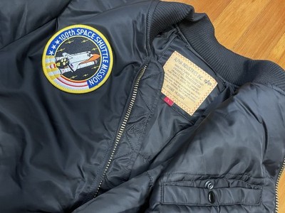 Alpha Industries NASA Men's Sz L Navy Blue Nylon MA-1 Bomber