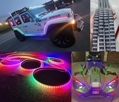4x 5FT Triple Row CHASING Strip For Car Wheel Lights Truck Underglow APP+Remote