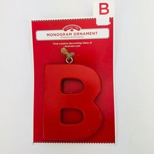 Letter B Holiday Monogram Ornament Xmas Red Wood Xmas 4" Holiday Time