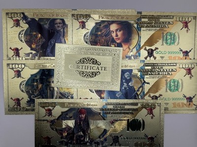 Pirates of the Caribbean Gold Foil $100 Bill Non Currency Collectible