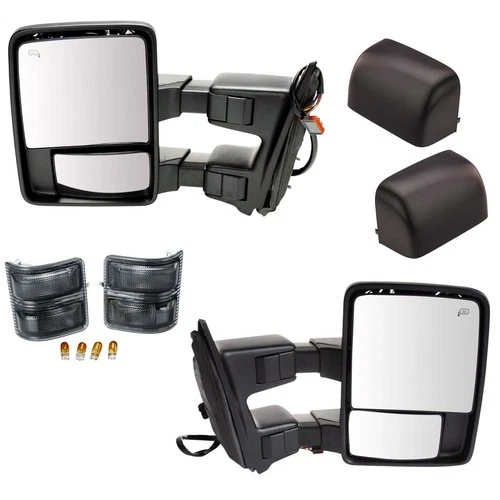 Towing Mirror Power Folding Telescoping Heated Smoked Signal Pair for Ford F350