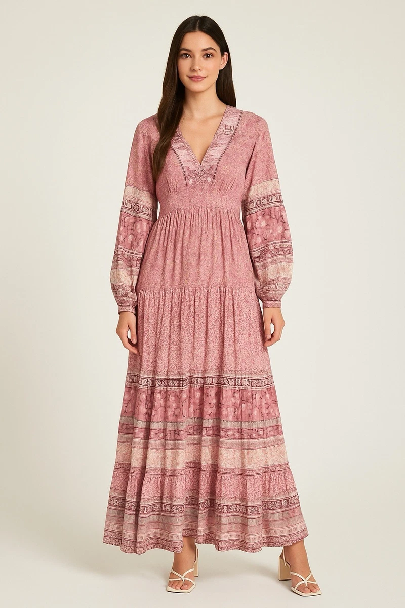 billabong long sleeve dresses Romance You Maxi Dress - Pinot