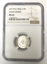 AH1374 (1954) 1/4R Saudi Arabia NGC MS64