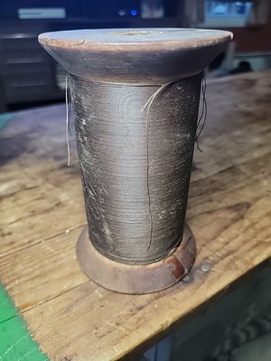 Antique Industrial Wood Thread Textile Spool 6'' 