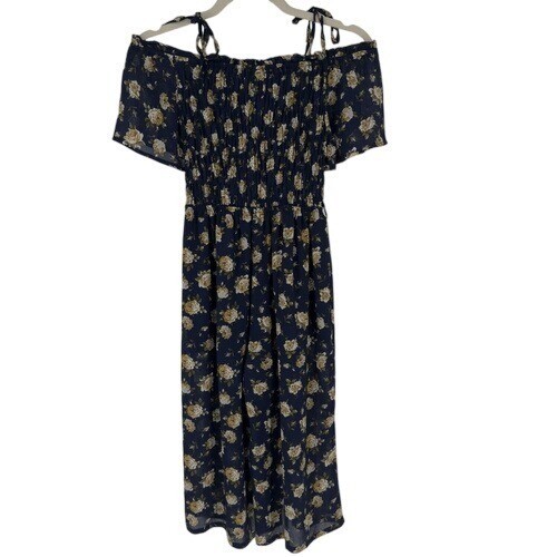 Smukke Girls Size 10 Floral Jumpsuit Navy Yellow Boho Cottagecore Flowy Lined - Picture 6 of 10