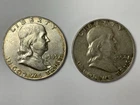 Franklin Silver Half Dollar Lot (2 Coins) 1954 & 1963 90% Silver $1.00 FV Denver
