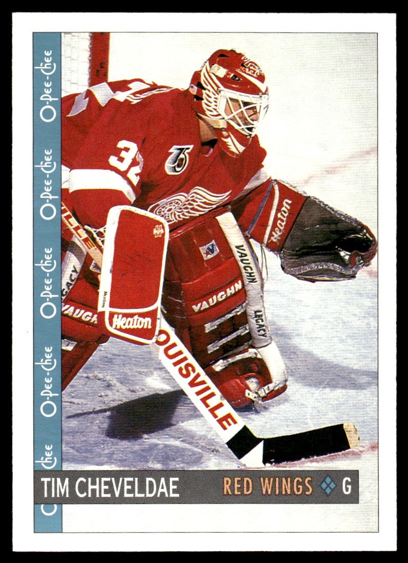 1992-93 O-Pee-Chee #128 Tim Cheveldae Detroit Red Wings Hockey Card