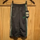 Adidas Kids Sweatpants Activewear Dark Grey With White Green Stripes 3T New NWT