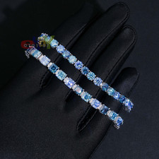 5mm Round or Asscher Cut VVS1 Blue Moissanite Tennis Bracelet 925S Passes Tester