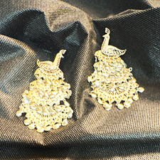 Silver Tone Peacock Dangle/Drop Earrings w/ B...