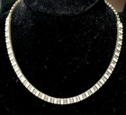 Vintage Silver White Milk Glass Rhinestone Necklace Adjustable
