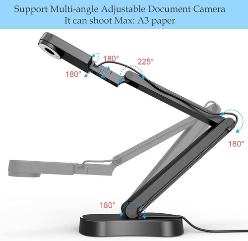 High-Definition Document Camera with Dual Mic & LED Lights for Classrooms - Afbeelding 9 van 14