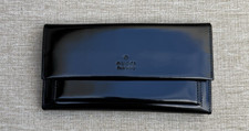 Gucci Black Patent Leather Long Wallet Clutch Embossed Logo Rare - Made in Italy