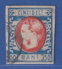 Romania 1869 Prince Charles I 50 Bani Mi No 25a Stamped 