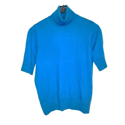 Peter Hahn Damen Kurzarm Pullover gr. 44 Blau mit Rollkragen 100 % Wolle Shirt - Bild 1 von 4