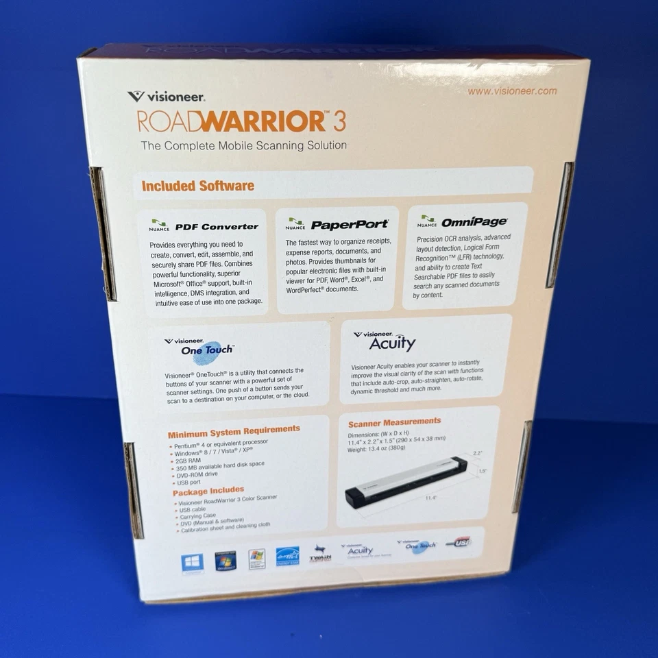 Visioneer RoadWarrior 3 USB-2 Mobile Color Scanner White Portable RW3-WU NEW - Image 2 of 3