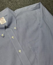 Brooks Brothers Shirt Mens 16 34/35 Blue Check Classic Fit Non Iron Long Sleeve